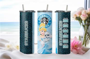 Starbucks Coffee Cinderella Dark Blue Leopard